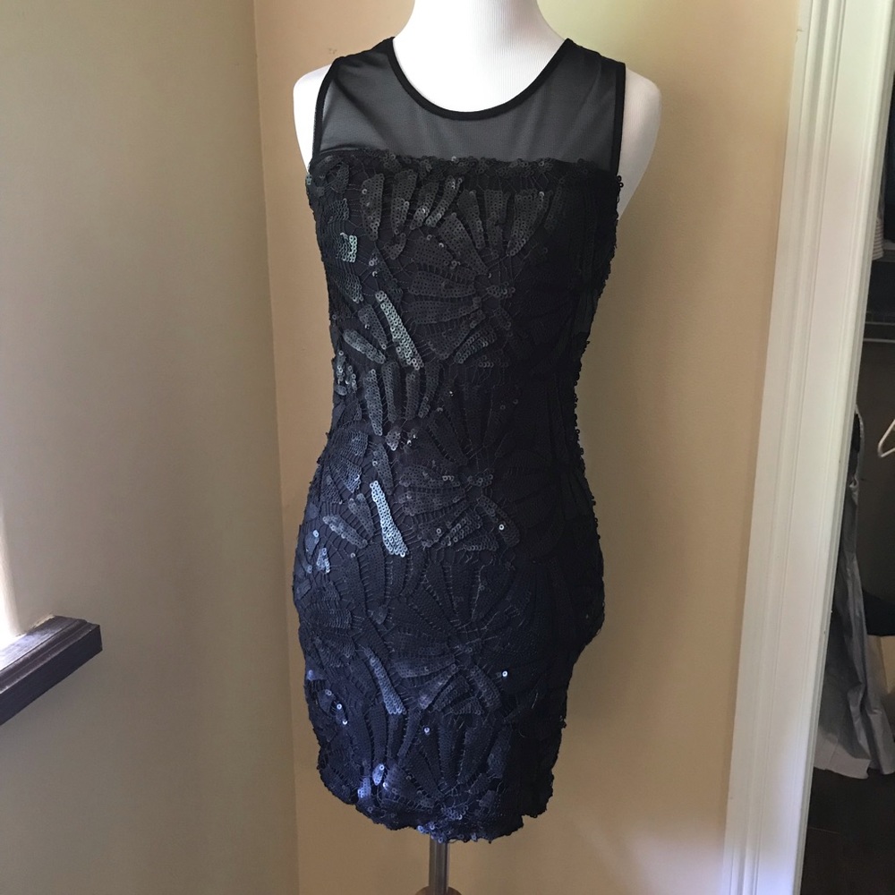 Boutique Black Sequin Cocktail Dress XS